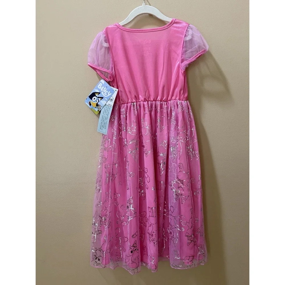 NEW Bluey & Bingo Girls Bluey Fantasy Nightgown Square Neckline -Pink Size L NWT